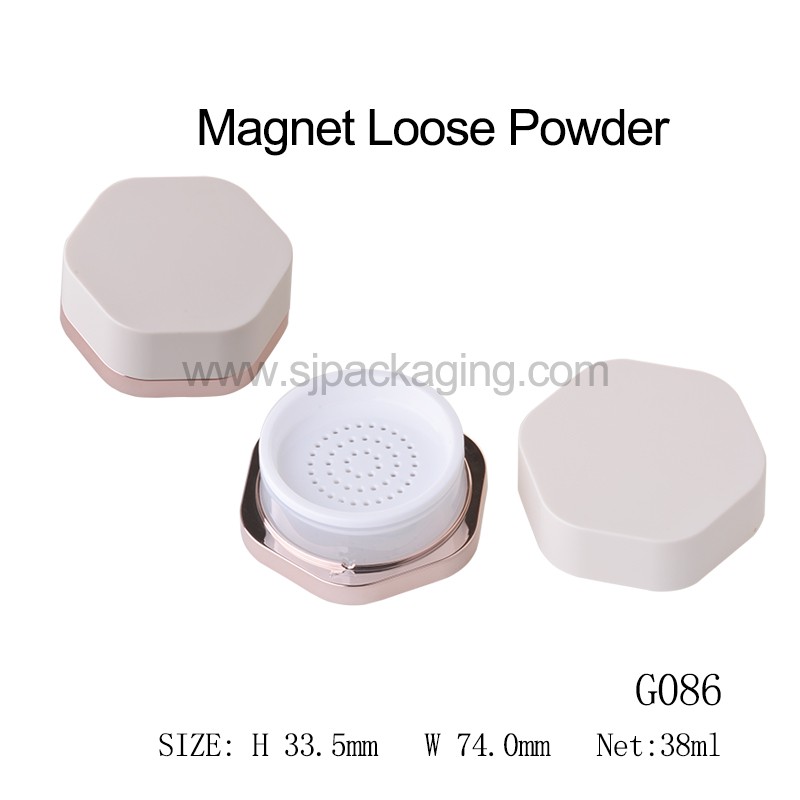 38ml Hexagon Shape Octagon Shape Magnet Loose Powder Case G086