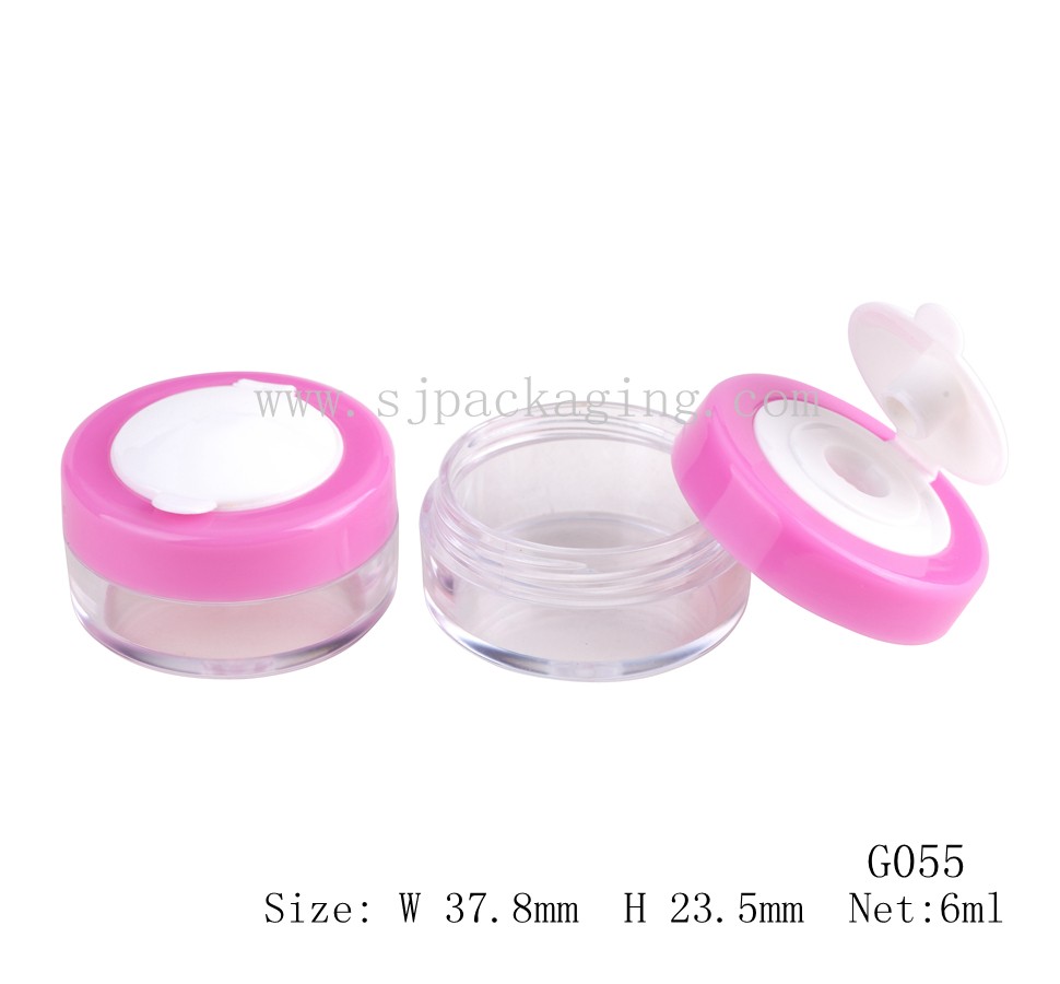 6ml Mini Round Shape Loose Powder Case Eye Shadow Jar G055