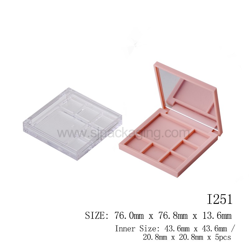 6grids Square Shape Transparent Eyeshadow Palette Face Palette Case With Mirror I251