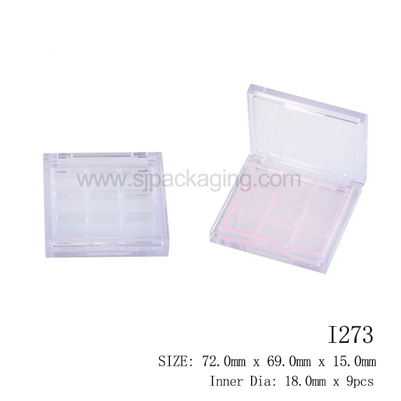 9grids Square Shape Transparent Eyeshadow Palette Powder Case I273