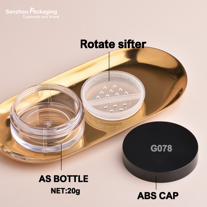 20ml Round Shape Loose Powder Case With Rotate Screen G078