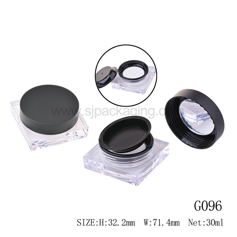 30ml Square Shape Loose Powder Case With Mirror G096